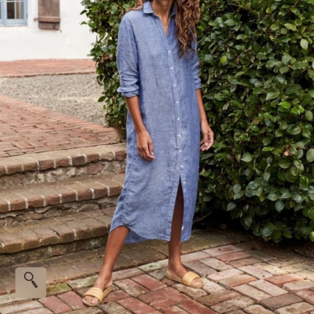 Frank & Eileen Rory Shirt Dress - Famous Blue Linen - Size MEDIUM